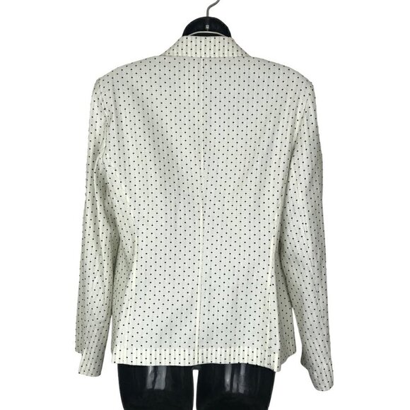 Lafayette 148 One Button Black & White Polka Dot Blazer Size 10 - Picture 5 of 7